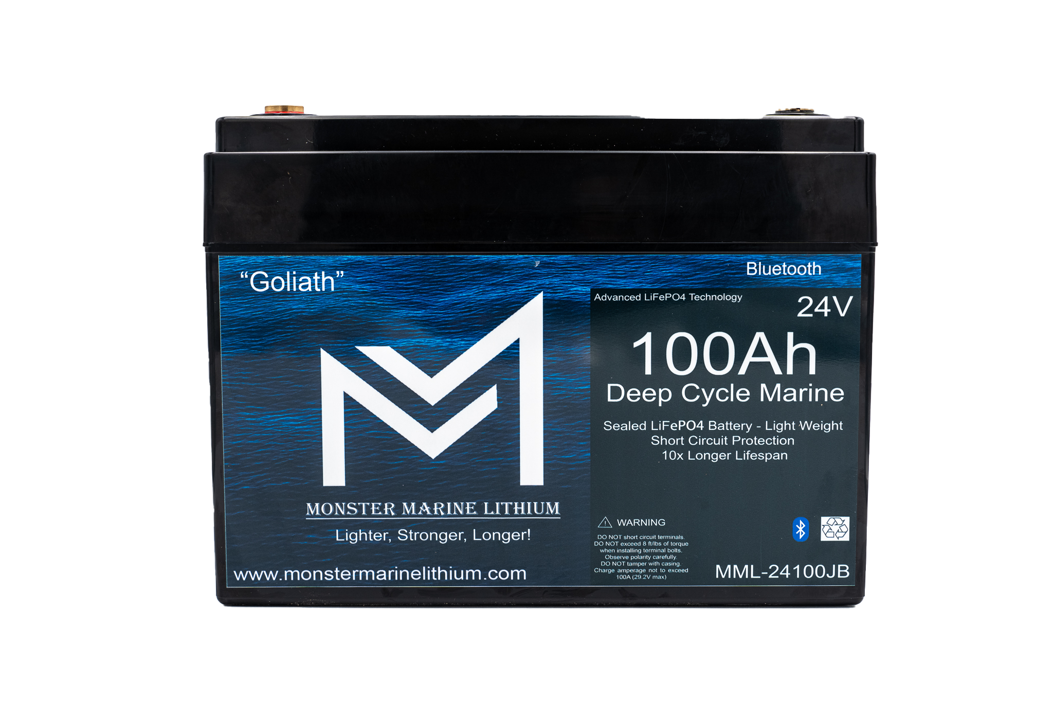 24V 100Ah Lithium Marine Trolling Motor Battery "Goliath" - Bluetooth