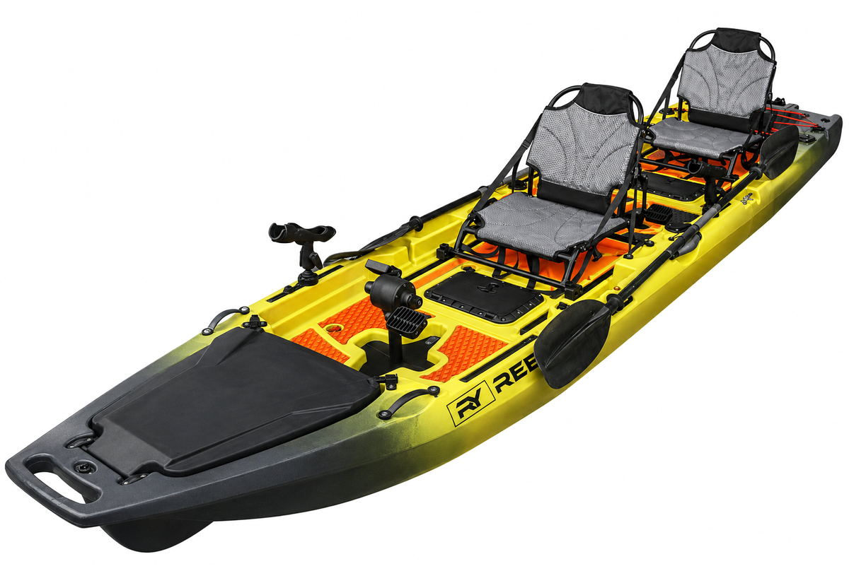 13.8ft Rocket Propeller Drive Tandem & Solo Modular Fishing Kayak | Propeller Drive | 550lbs Capacity | 3 Piece