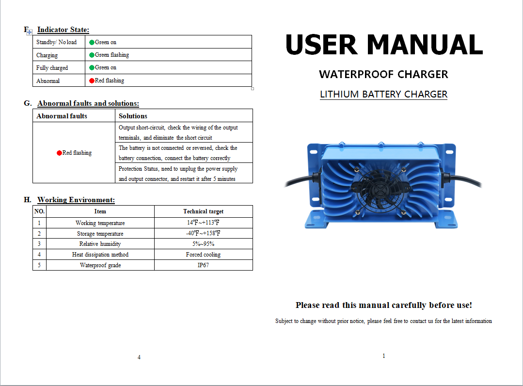 PowerHouse 36V 15A AC Waterproof Onboard Charger