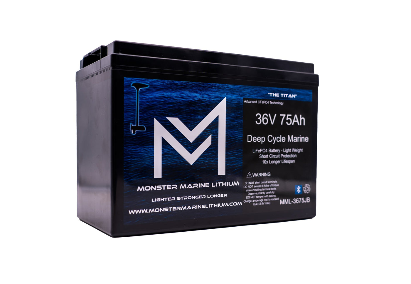 36V 75Ah Bluetooth Lithium Trolling Battery MML-CW3675B "Titan"