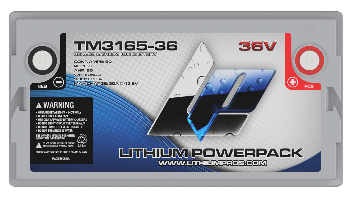 Lithium Pros TM3165-36 36V 65Ah BlueTooth Lithium Ion Trolling Battery