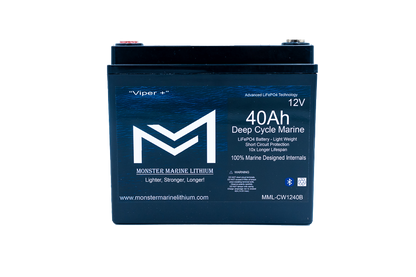 12v 40Ah Deep Cycle  Lithium Marine Battery "Viper" -  Bluetooth - MML-CW1240B
