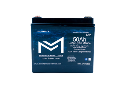 12v 50Ah Deep Cycle Lithium Marine Battery "Hyena" - Bluetooth - MML-CW1250B