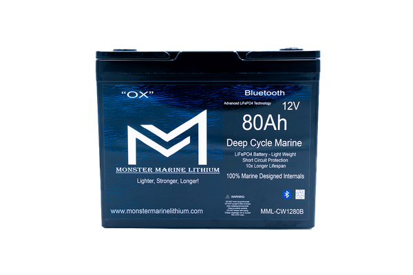 12v 80Ah Bluetooth Deep Cycle Lithium Marine Battery