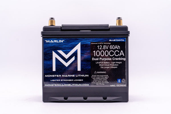1000CCA 12V 60Ah Dual Purpose Cranking Lithium Battery - BLUETOOTH - MML-12CR60B