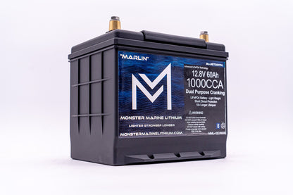 1000CCA 12V 60Ah Dual Purpose Cranking Lithium Battery - BLUETOOTH - MML-12CR60B