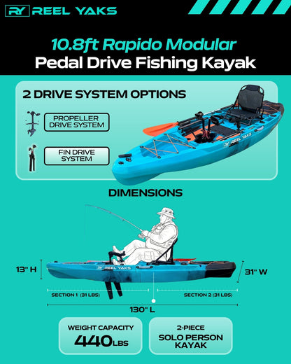 Rapido 10.8ft Fin Drive Modular Fishing Kayak