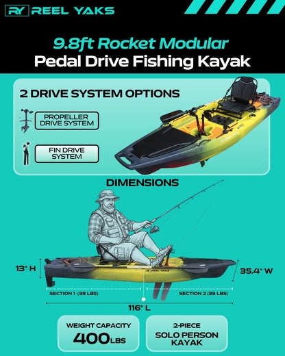 Rocket 9.8ft Fin Drive Modular Fishing Kayak