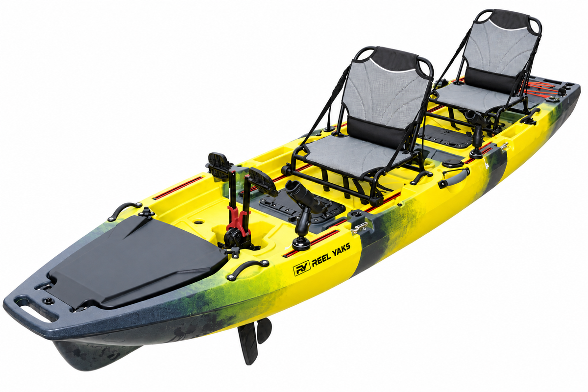 13.8ft  Rocket Propeller Drive Tandem & Solo Modular Fishing Kayak | Propeller Drive | 550lbs Capacity | 3 Piece