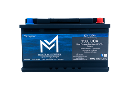 1300CCA 120Ah Dual Purpose Bluetooth Cranking Lithium "Scorpion" - Bluetooth - MML-13C120B