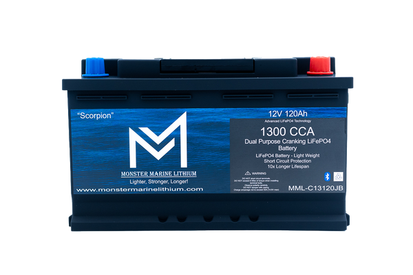 1300CCA 120Ah Dual Purpose Bluetooth Cranking Lithium "Scorpion" - Bluetooth - MML-13C120B