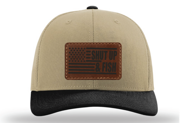 Shut Up & Fish Flag  Patch - Khaki/Black