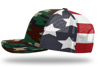 Shut Up & Fish Vic Patch - Camo/USA Flag